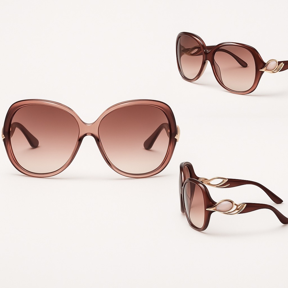 SUNGLASSES | Oversized Butterfly Rise Brown Gradient Lense Glam Vintage Sunglass